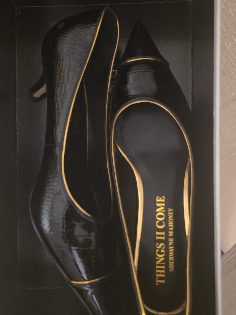 New - Things II Come Black Kitten Heel Pumps